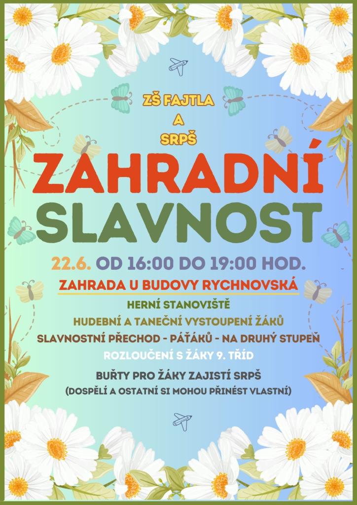 Zahradní slavnost - pozvánka
